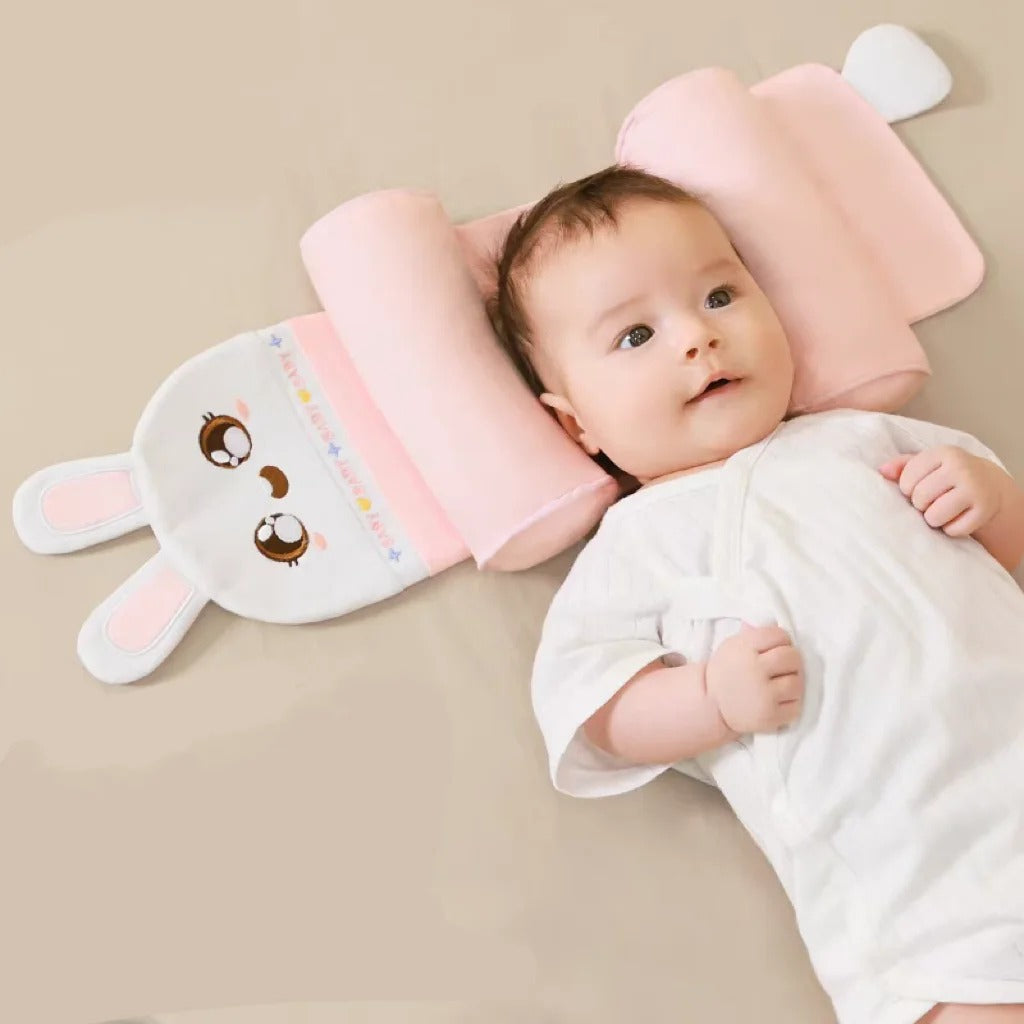 Baby Head & Neck Support Pillow for Newborns | Soft Plush Sleeping Pillow (Pink)