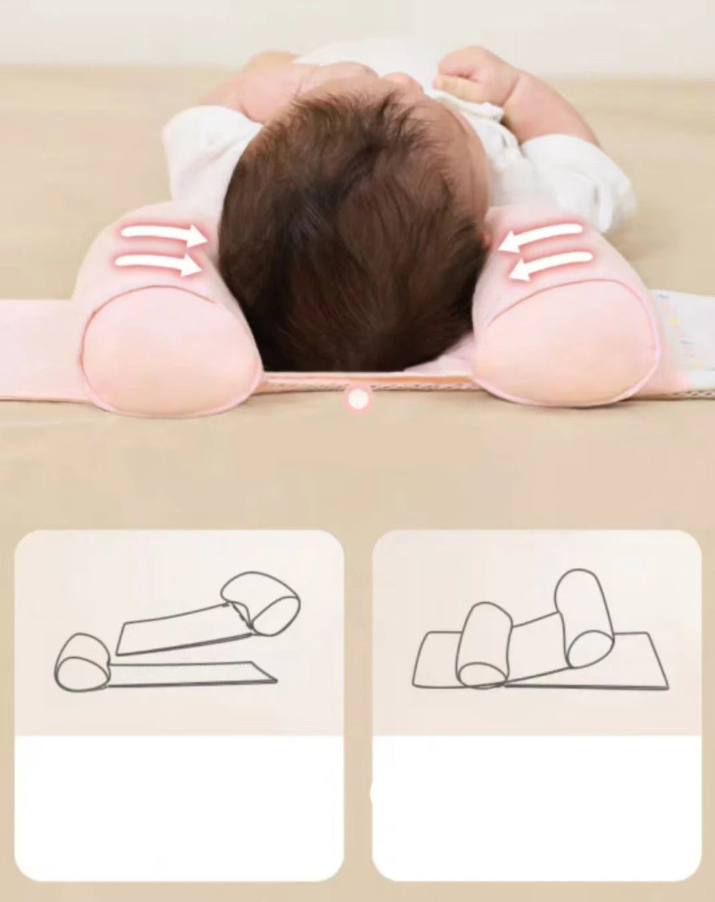 Baby Head & Neck Support Pillow for Newborns | Soft Plush Sleeping Pillow (Pink)