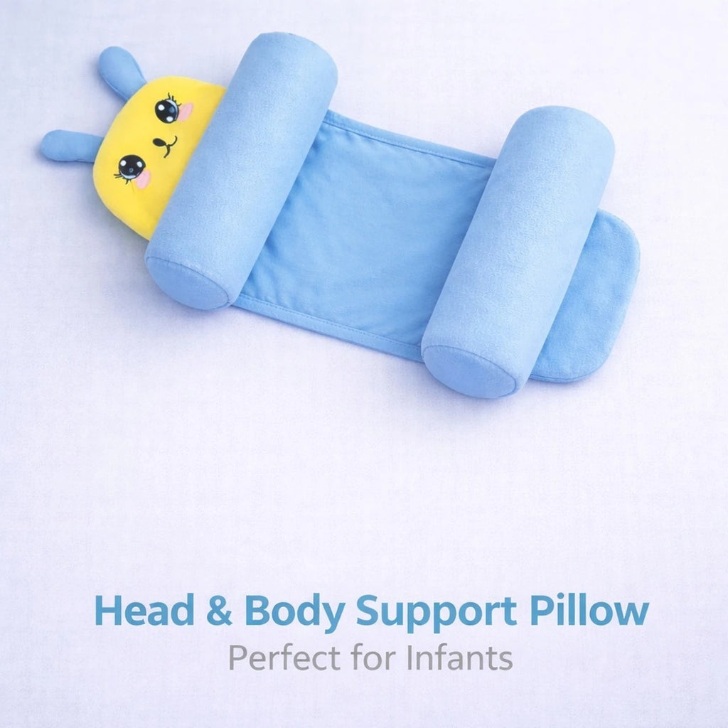 Baby Head & Neck Support Pillow for Newborns | Soft Plush Sleeping Pillow (Blue)