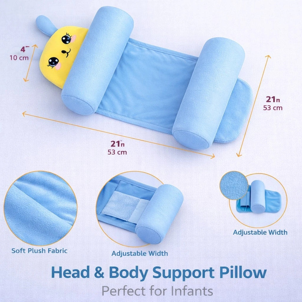 Baby Head & Neck Support Pillow for Newborns | Soft Plush Sleeping Pillow (Blue)